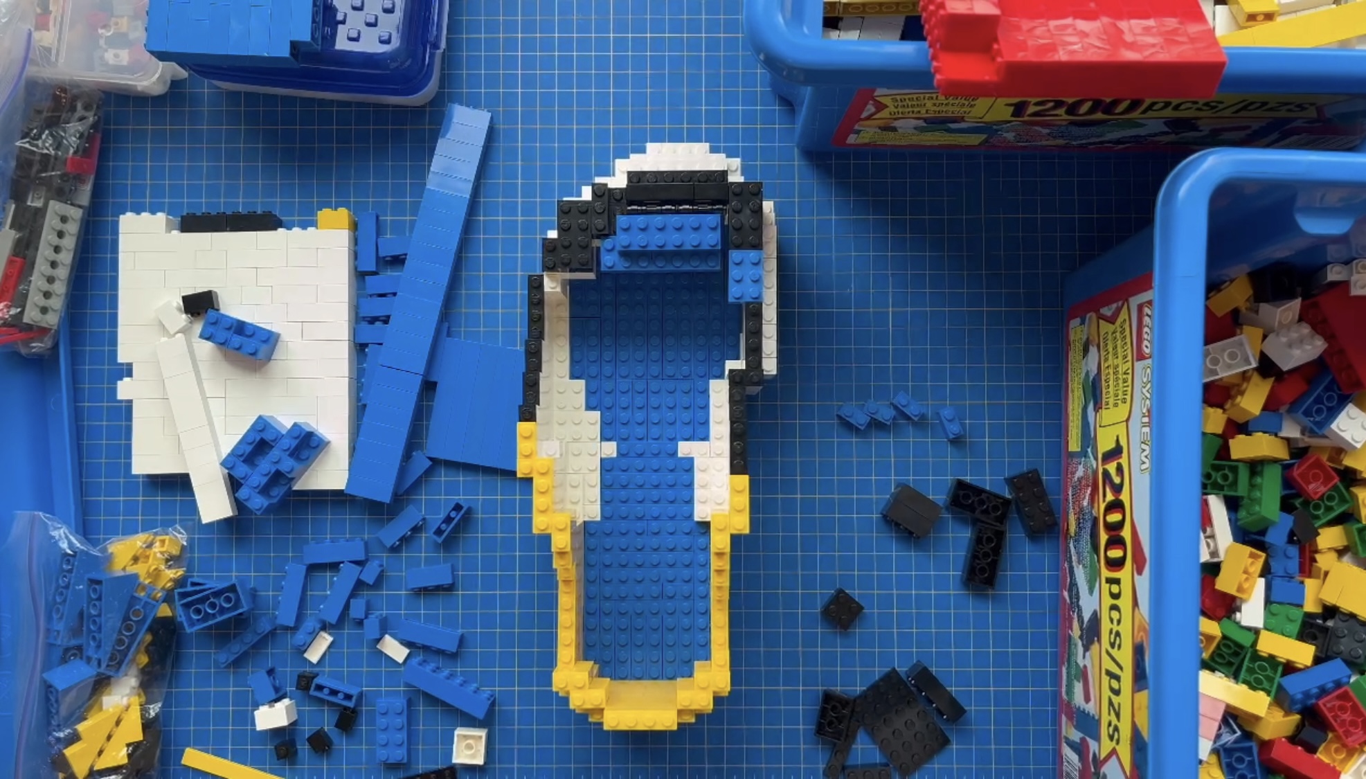 Jordan Ng making and designing a shoe out of LEGO